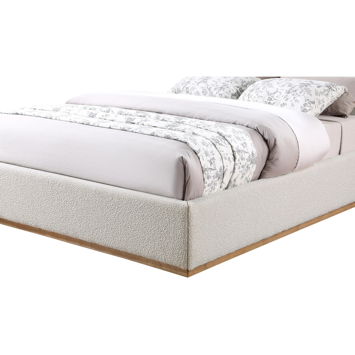 Meridian Monaco Cream Boucle Fabric Full Bed