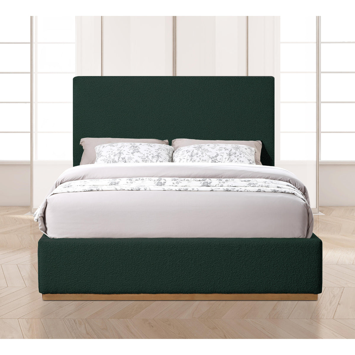 Meridian Monaco Green Boucle Fabric Full Bed