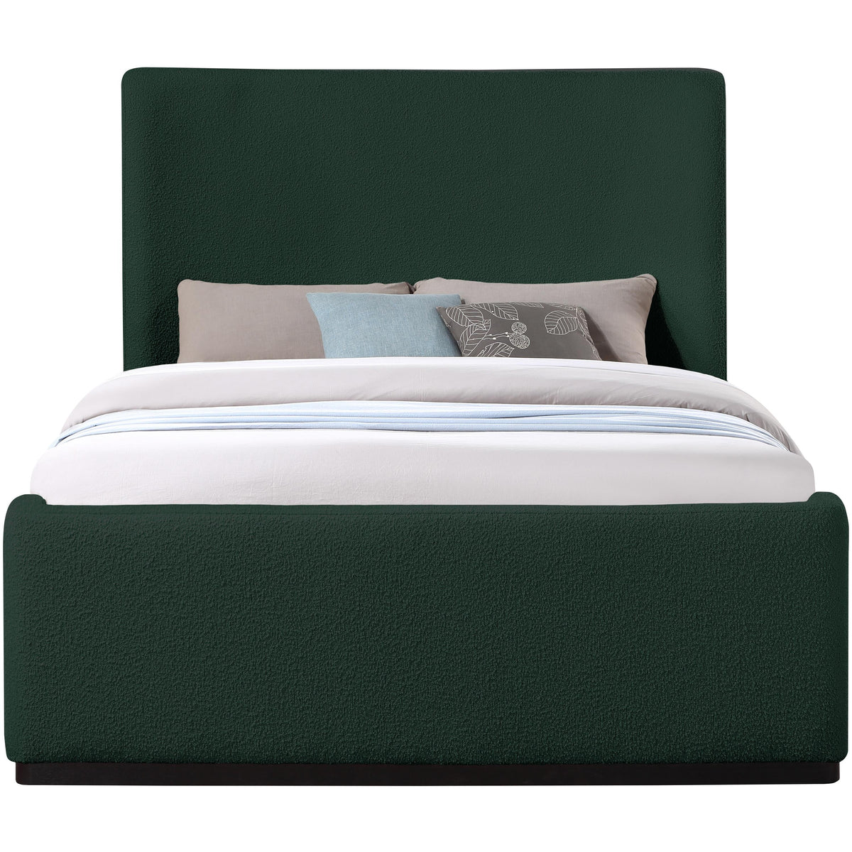 Meridian Oliver Green Boucle Fabric Full Bed (3 Boxes)