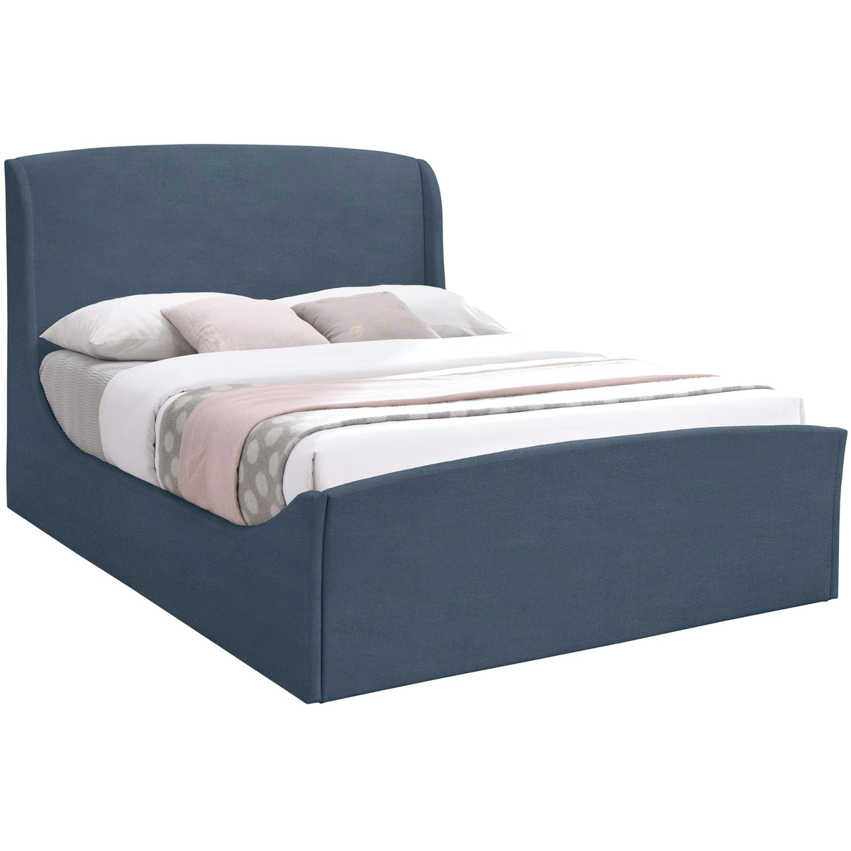 Meridian Tess Blue Velvet King Bed (3 Boxes)