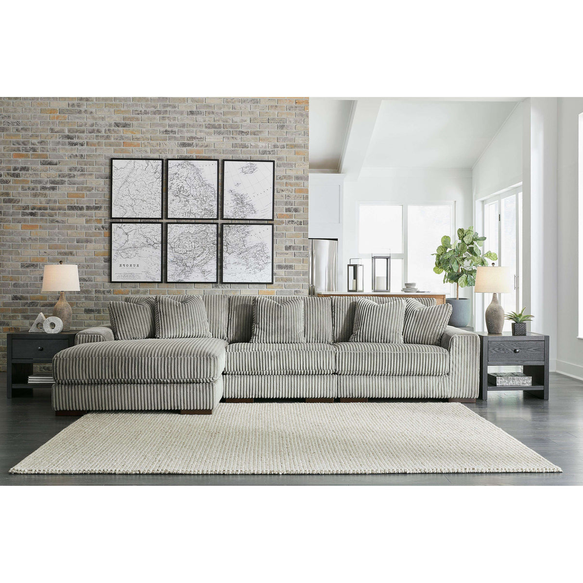 Diamond Modern Furniture Exclusive Design Lindyn Fabric 3 pc Sectional 2110516/2110546/2110565