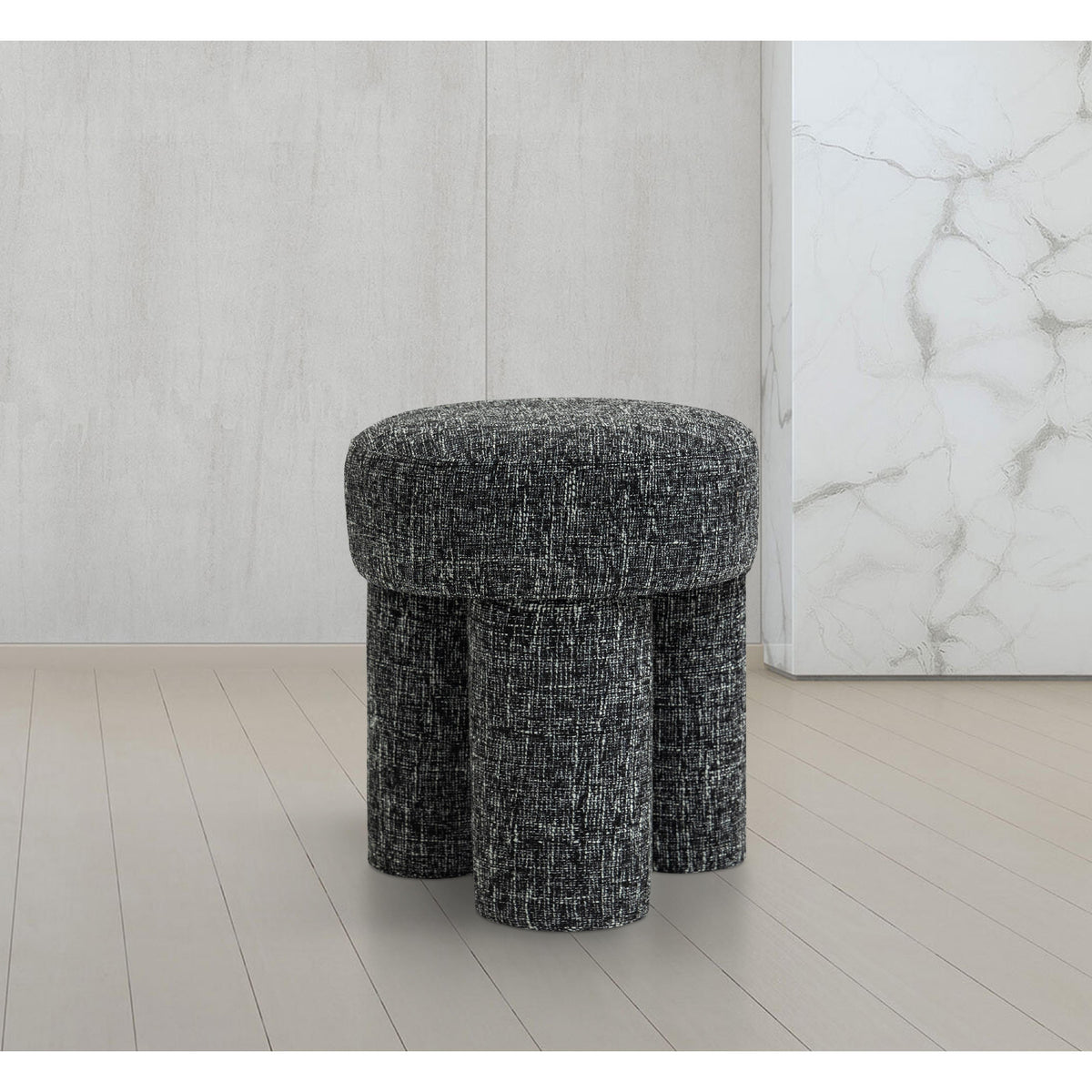 Meridian Larson Black Polyester Fabric Ottoman/Stool