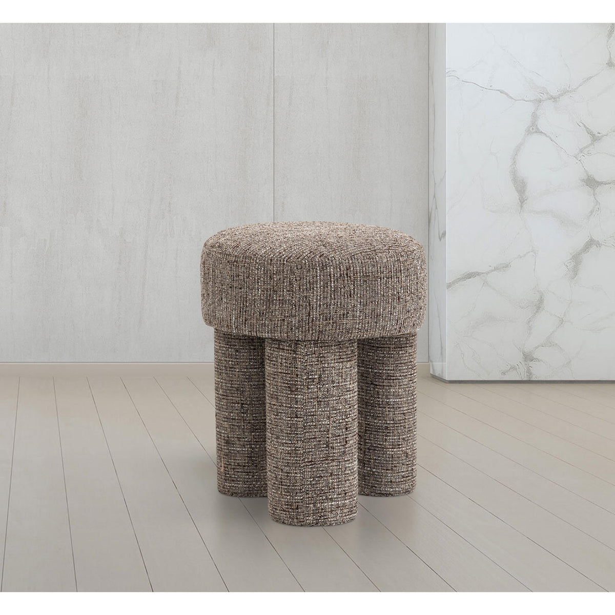 Meridian Larson Brown Polyester Fabric Ottoman/Stool
