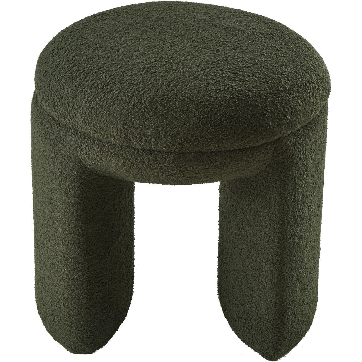 Meridian Bowen Green Faux Shearling Teddy Fabric Ottoman/Stool