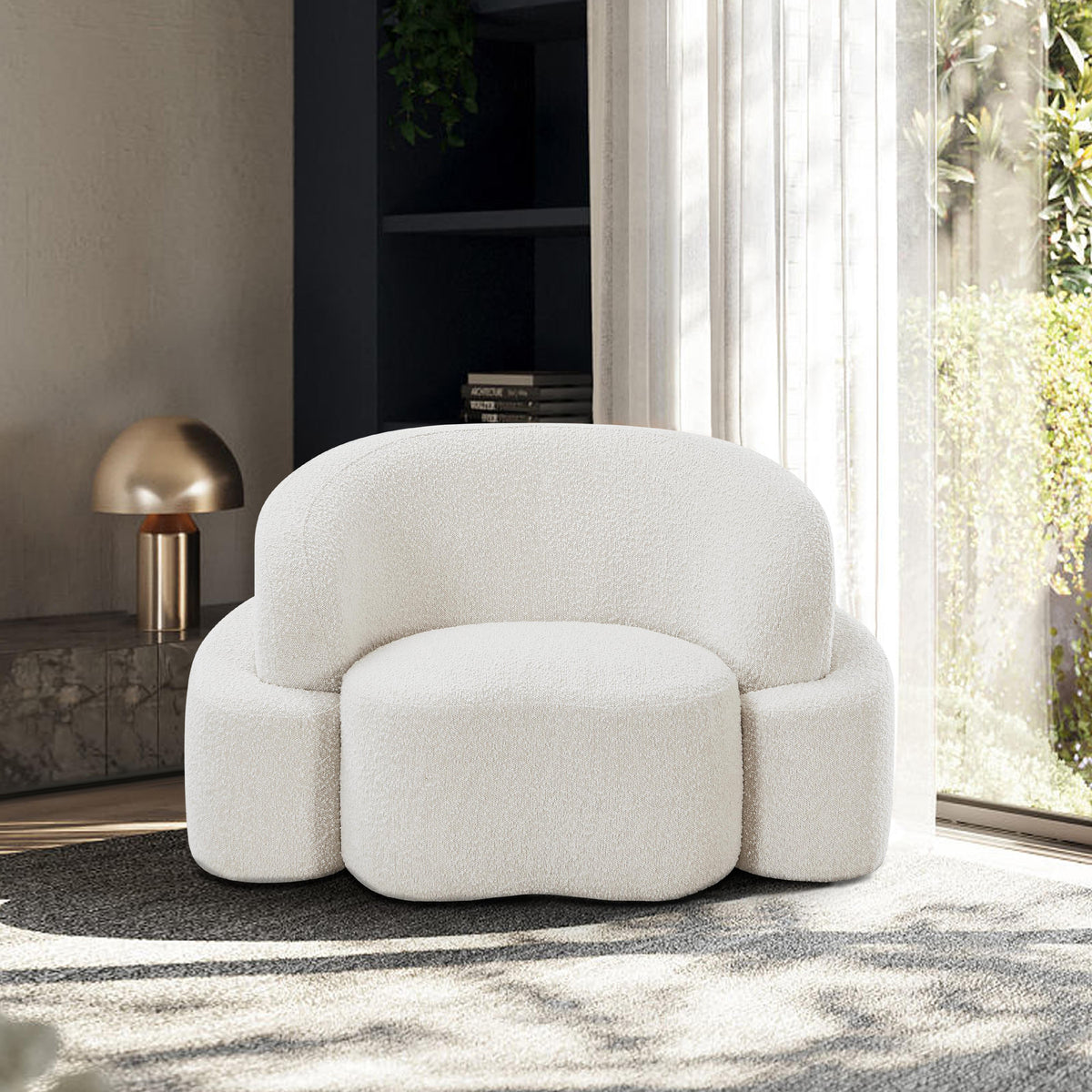 Meridian Principessa Cream Boucle Fabric Chair