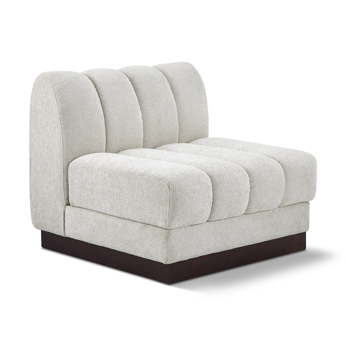 Meridian Quinn Cream Chenille Fabric Armless Chair