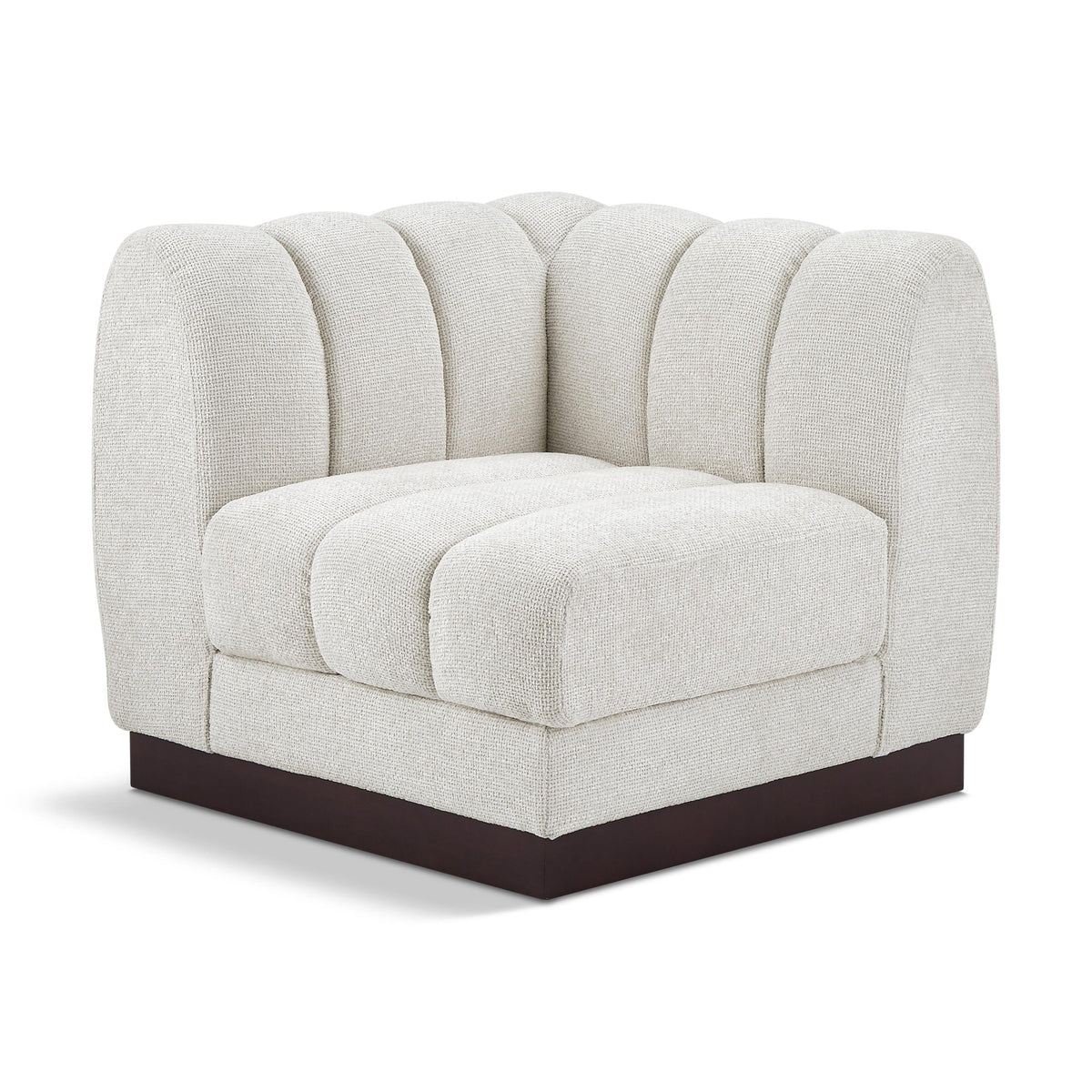 Meridian Quinn Cream Chenille Fabric Corner Chair