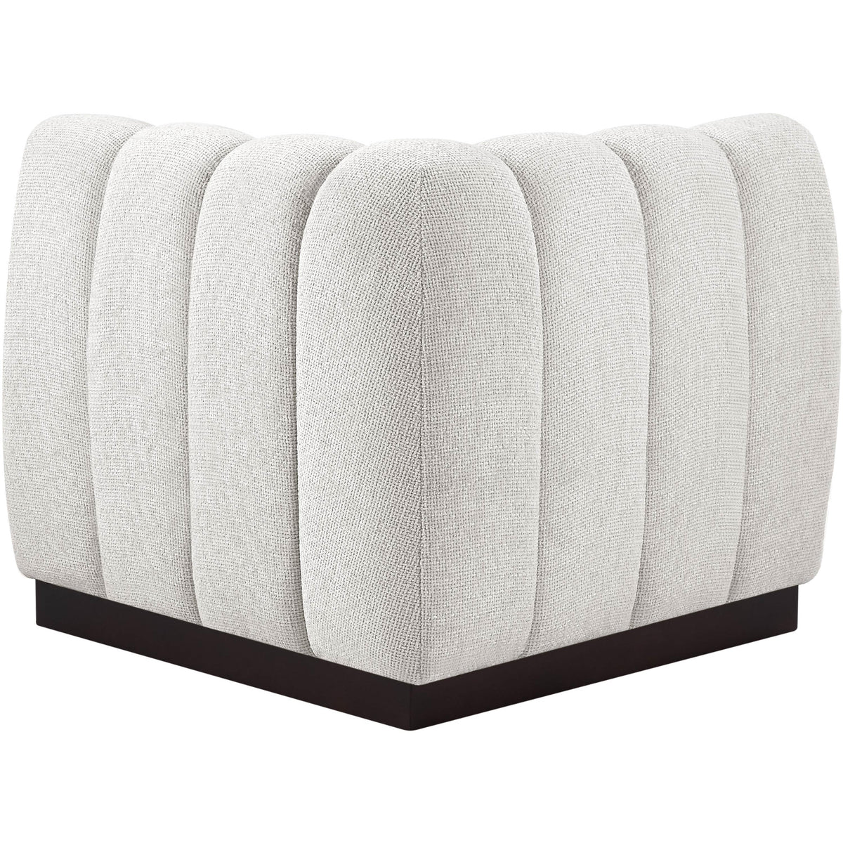 Meridian Quinn Cream Chenille Fabric Corner Chair