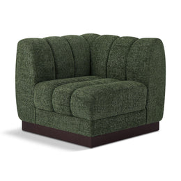 Meridian Quinn Green Chenille Fabric Corner Chair