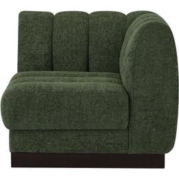 Meridian Quinn Green Chenille Fabric Corner Chair