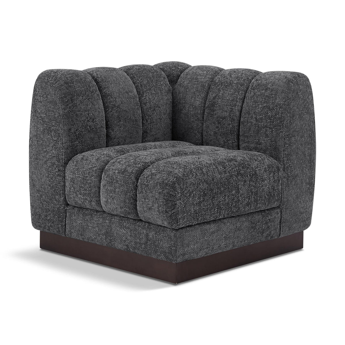 Meridian Quinn Grey Chenille Fabric Corner Chair