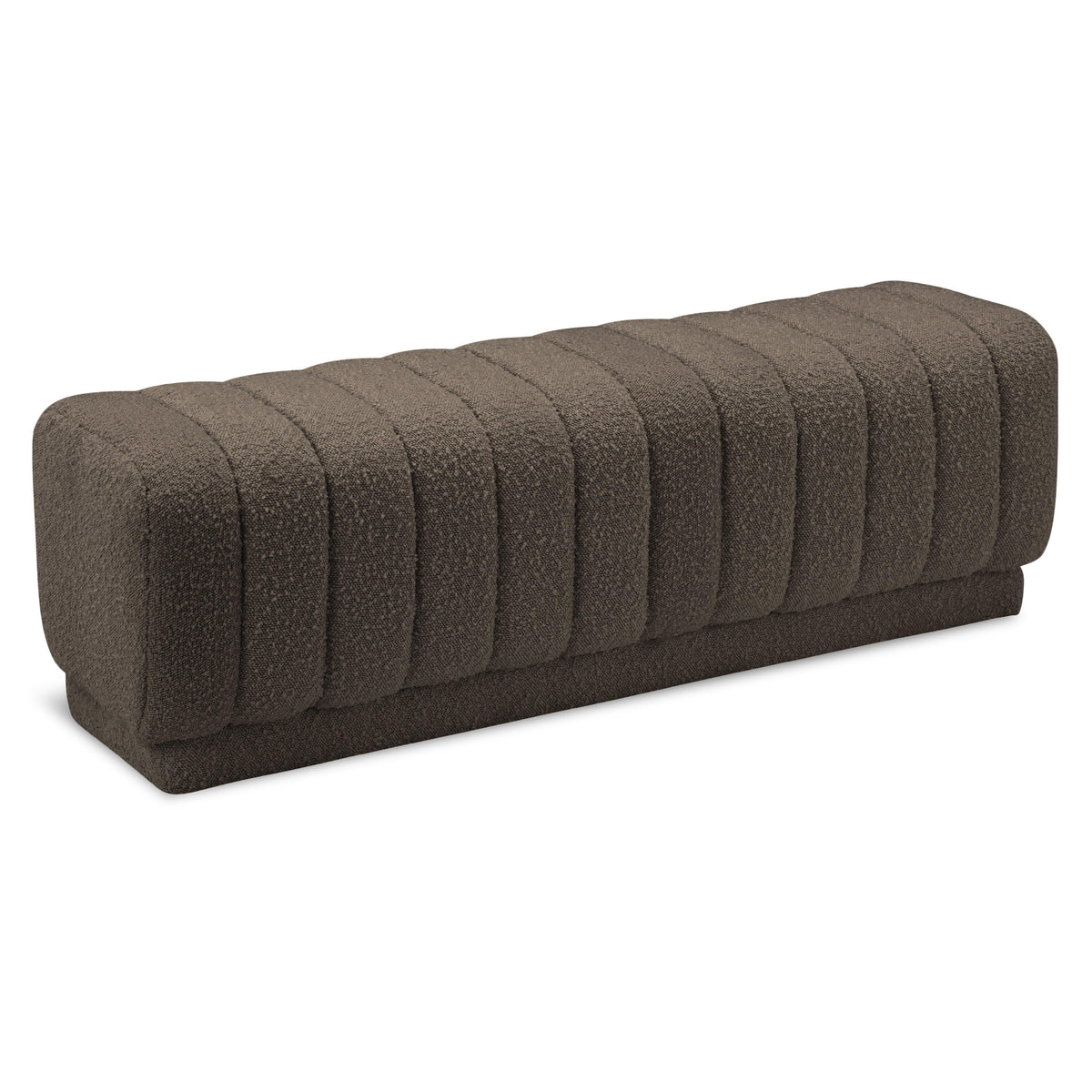 Meridian Heathrow Brown Boucle Fabric Ottoman/Bench