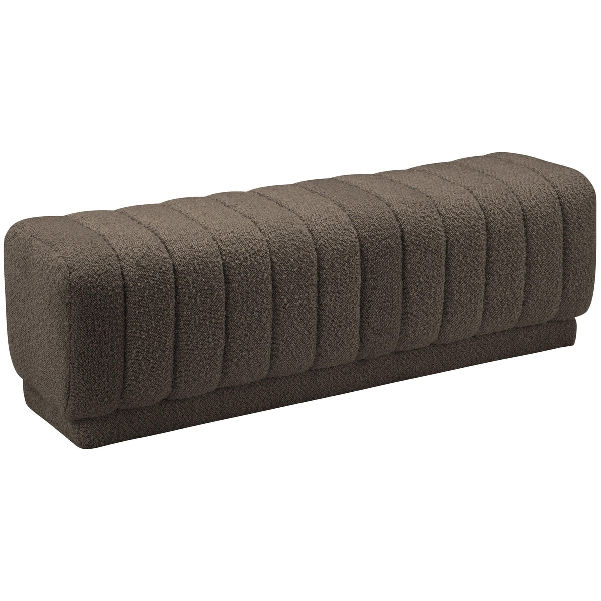 Meridian Heathrow Brown Boucle Fabric Ottoman/Bench