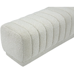 Meridian Heathrow Cream Boucle Fabric Ottoman/Bench