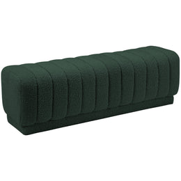 Meridian Heathrow Green Boucle Fabric Ottoman/Bench