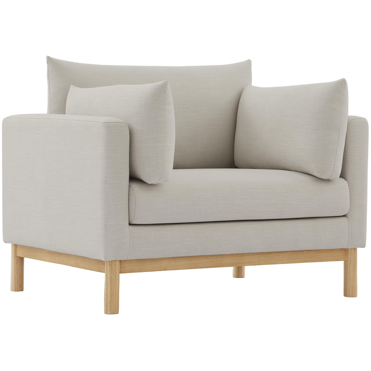 Meridian Langham Beige Linen Textured Fabric Chair