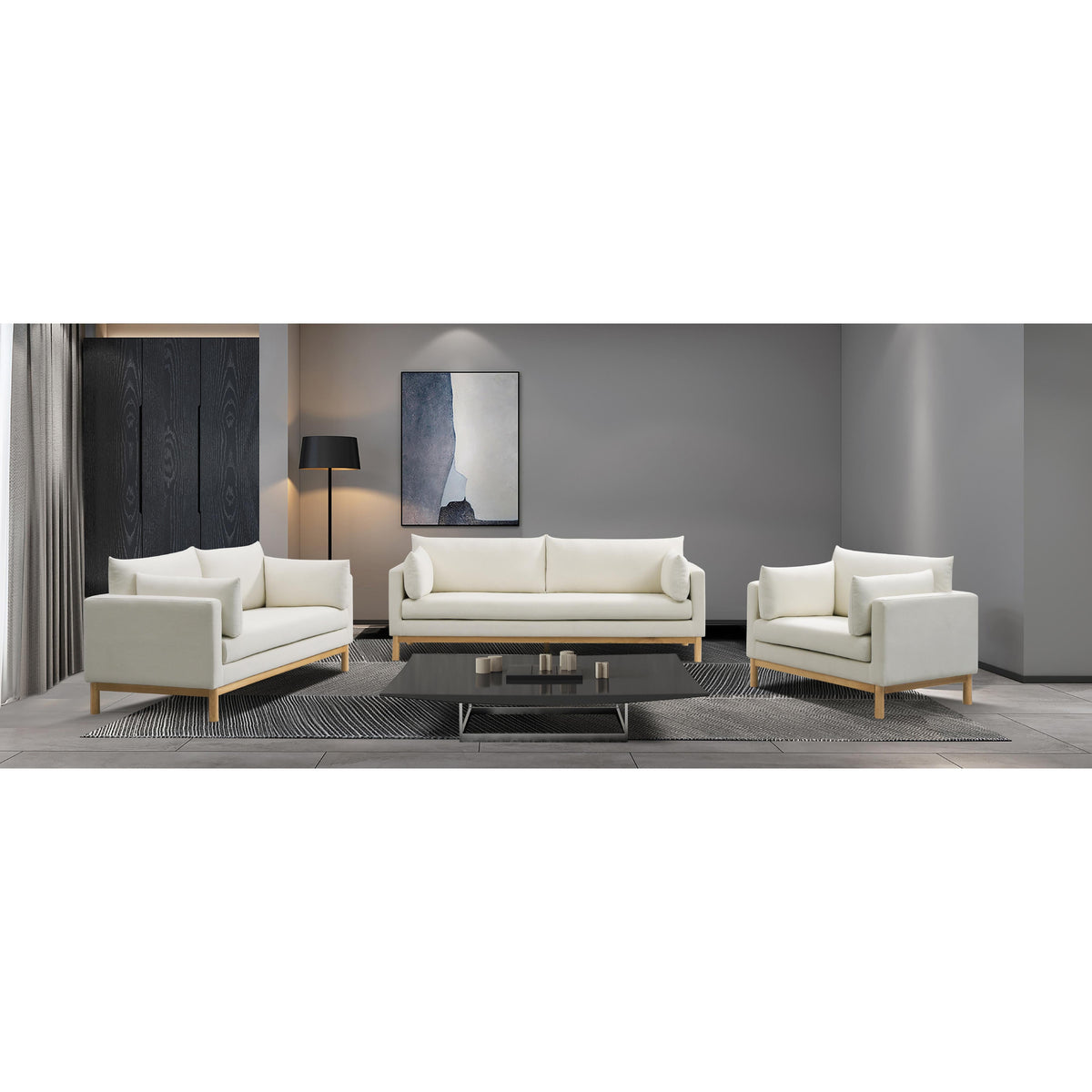 Meridian Langham Cream Linen Textured Fabric Chair