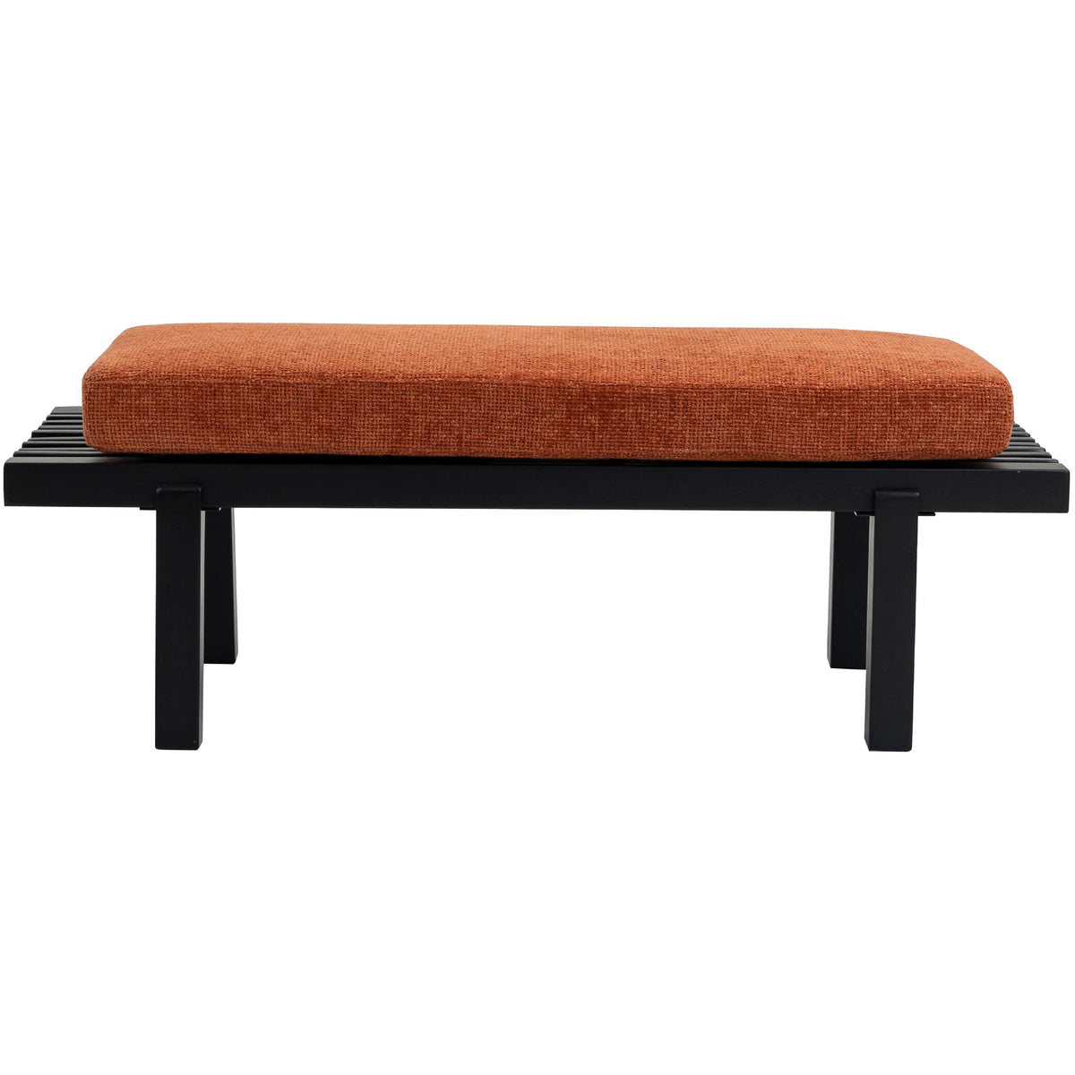 Meridian Naya Cognac Chenille Fabric Bench