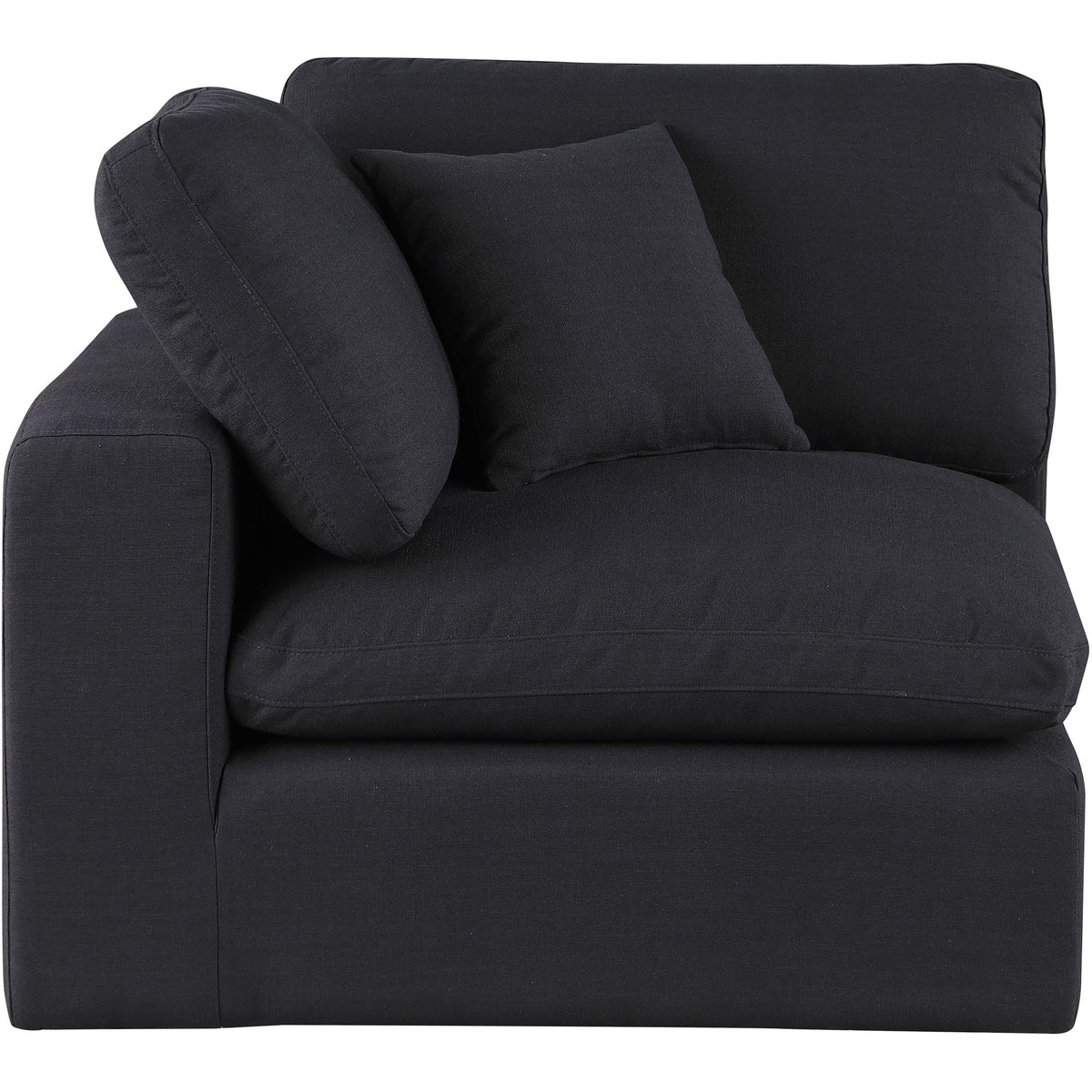 Meridian Comfy Black Linen Textured Fabric Modular Corner Chair