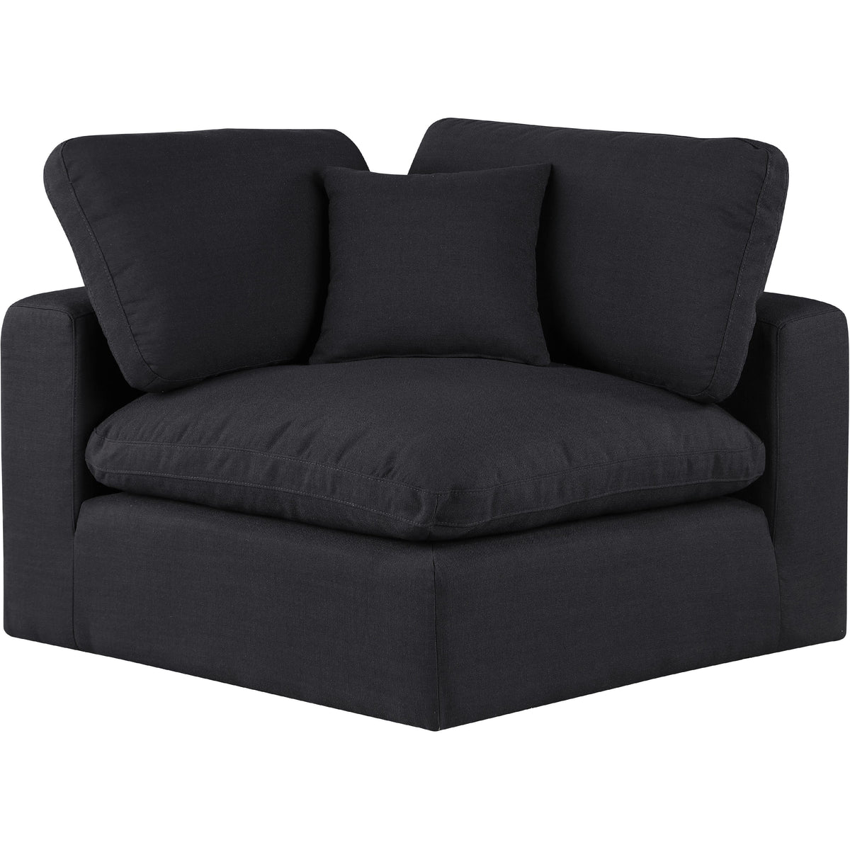 Meridian Comfy Black Linen Textured Fabric Modular Corner Chair