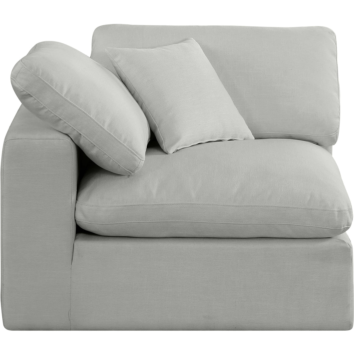 Meridian Comfy Grey Linen Textured Fabric Modular Corner Chair