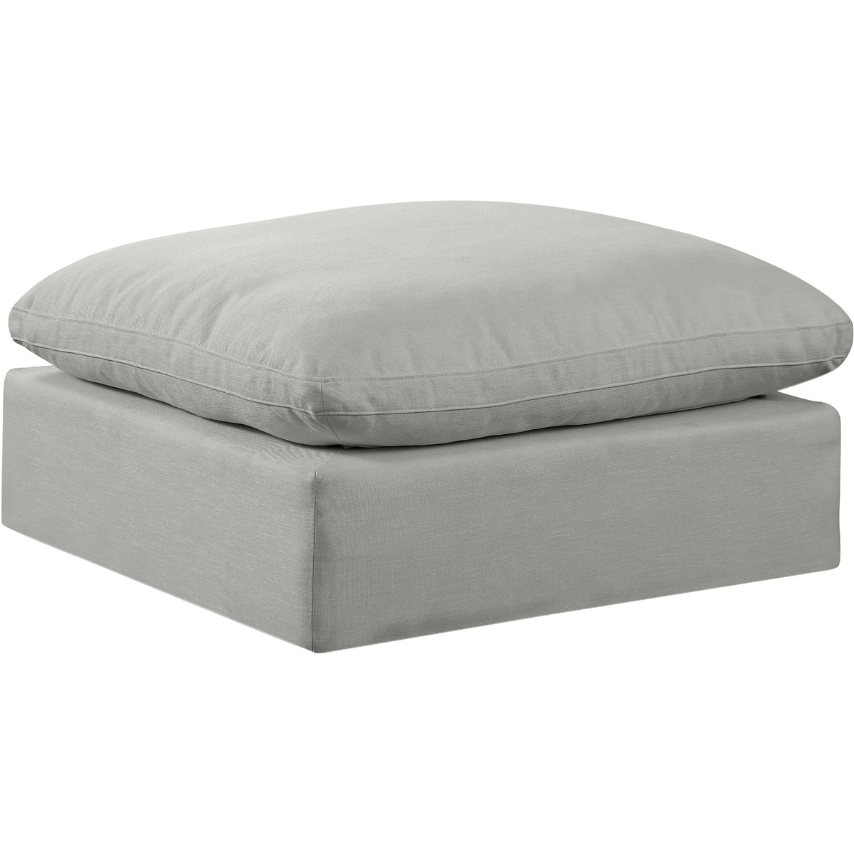 Meridian Comfy Grey Linen Textured Fabric Modular Ottoman