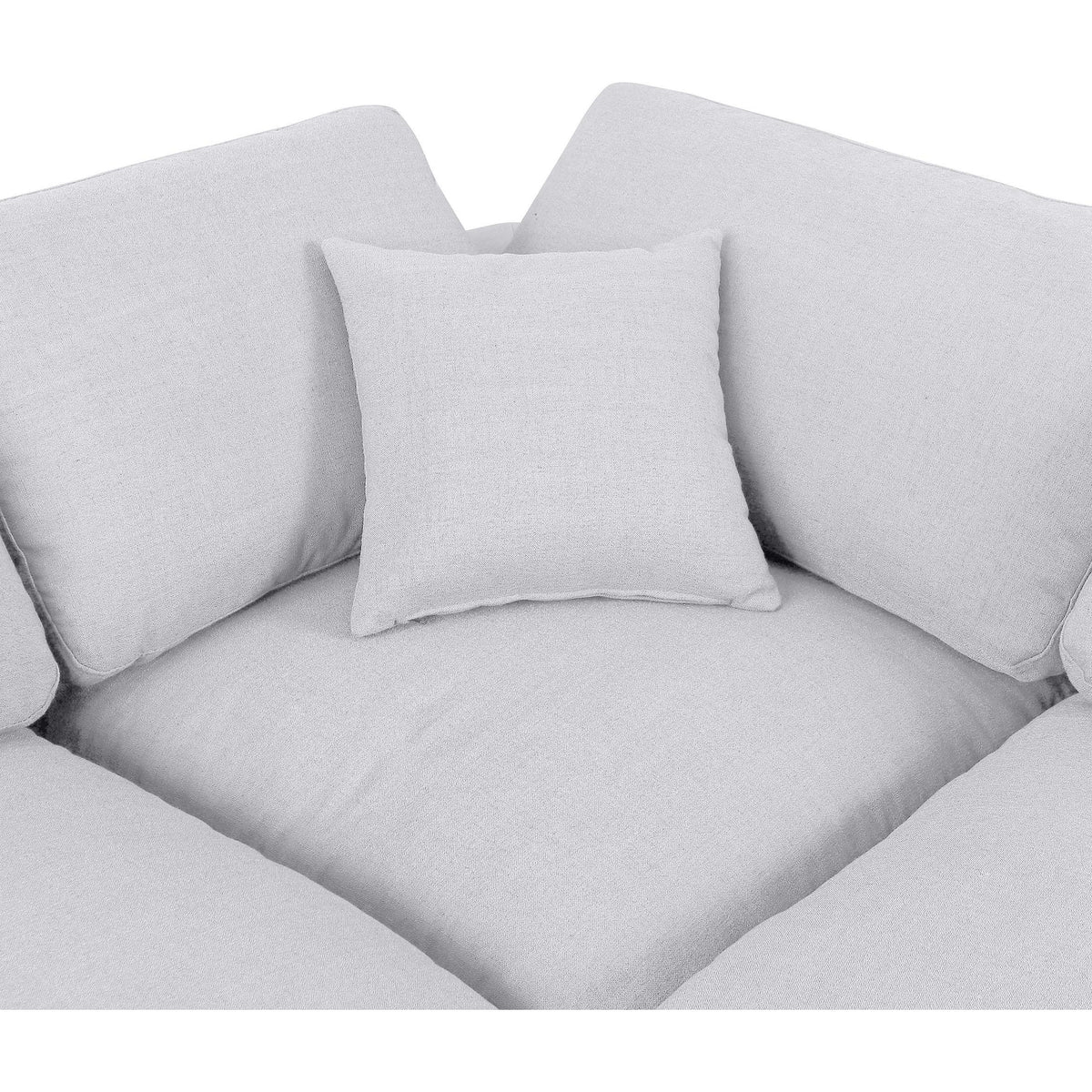 Meridian Comfy White Linen Textured Fabric Modular Corner Chair