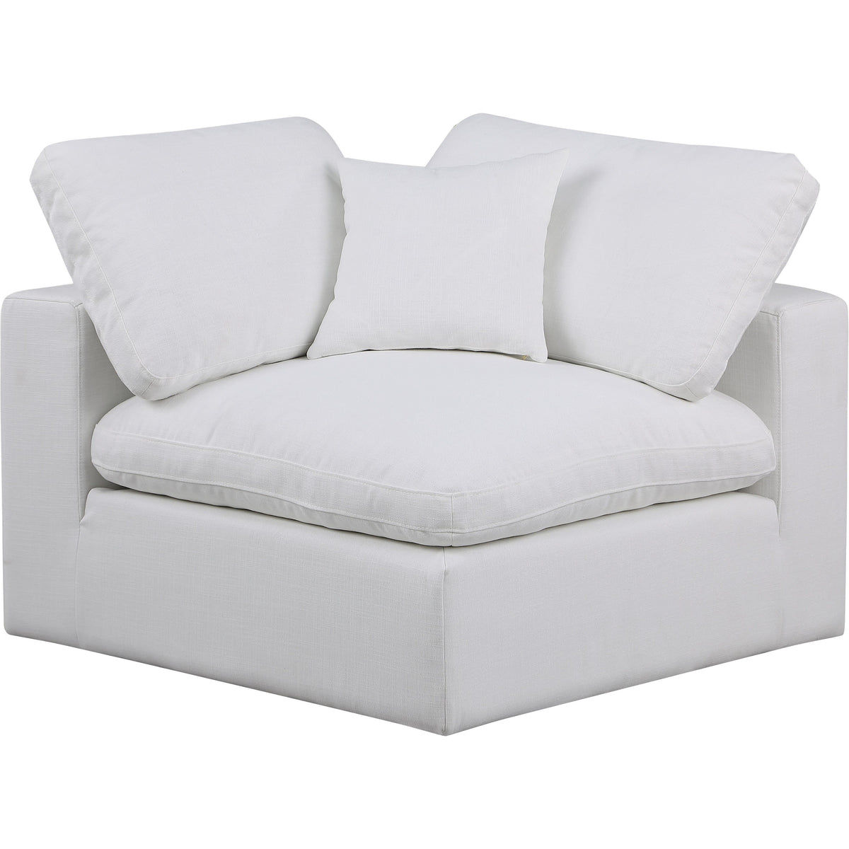 Meridian Comfy White Linen Textured Fabric Modular Corner Chair