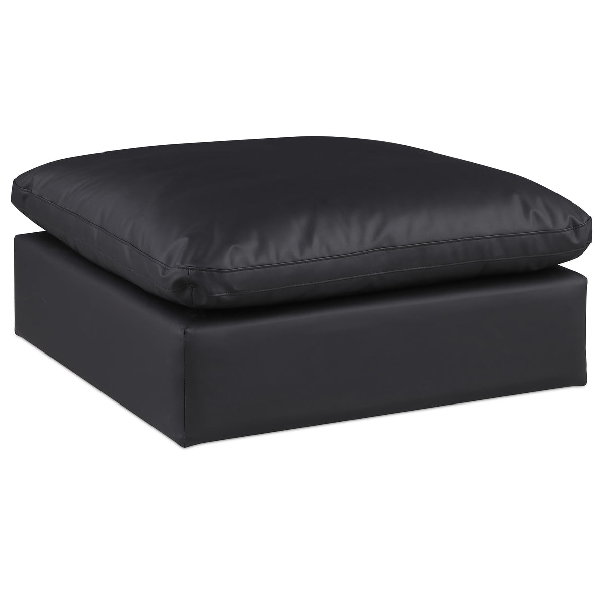 Meridian Comfy Black Vegan Leather Modular Ottoman