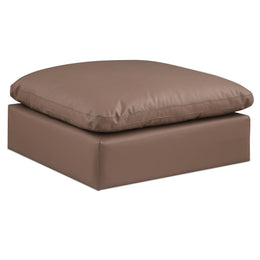 Meridian Comfy Brown Vegan Leather Modular Ottoman