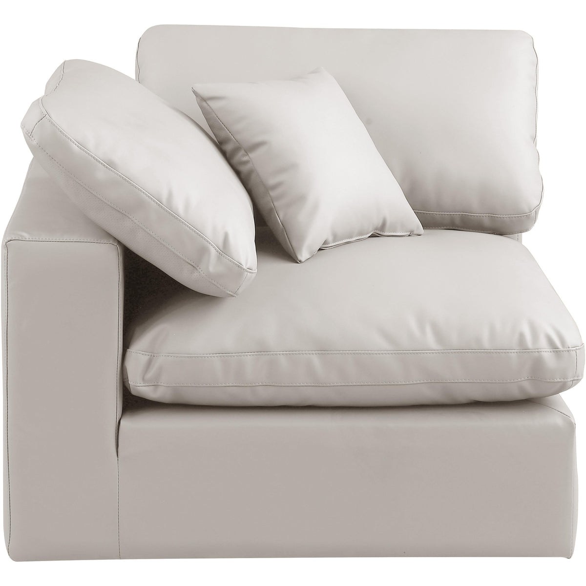 Meridian Comfy Cream Vegan Leather Modular Corner Chair
