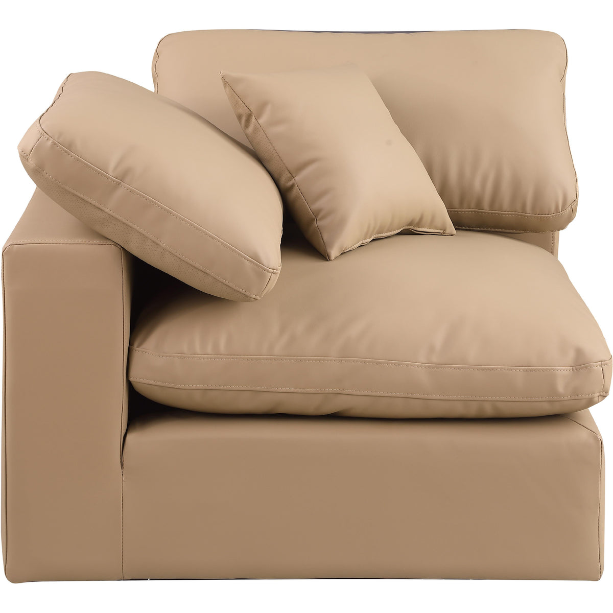 Meridian Comfy Tan Vegan Leather Modular Corner Chair