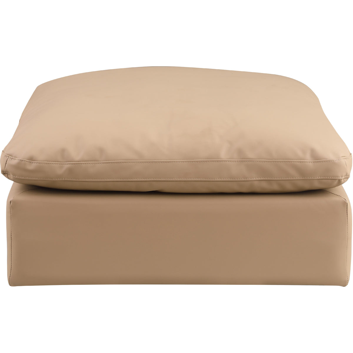 Meridian Comfy Tan Vegan Leather Modular Ottoman
