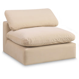 Meridian Comfy Beige Velvet Modular Armless Chair