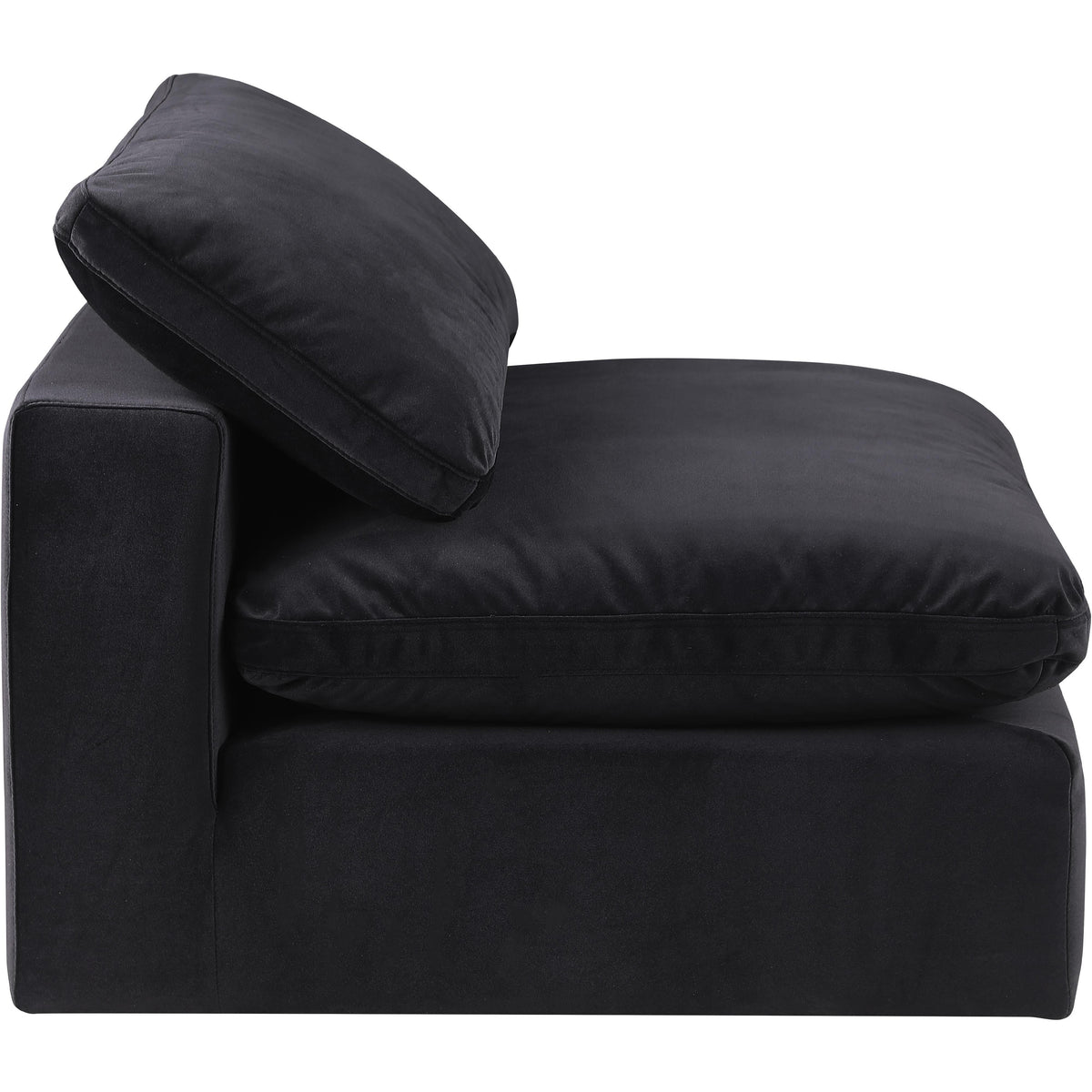 Meridian Comfy Black Velvet Modular Armless Chair