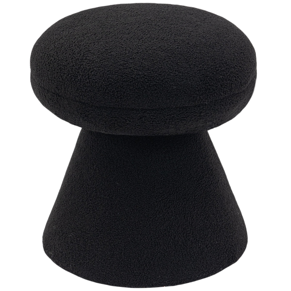 Meridian Drum Black Faux Shearling Teddy Fabric Ottoman/Stool