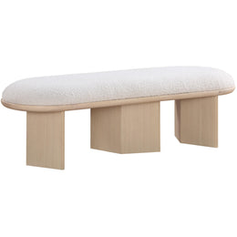 Meridian Wilshire Cream Boucle Fabric Bench