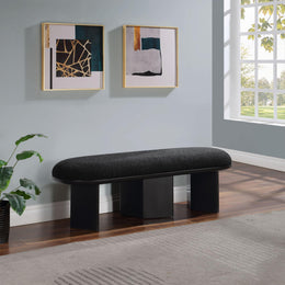 Meridian Wilshire Black Boucle Fabric Bench