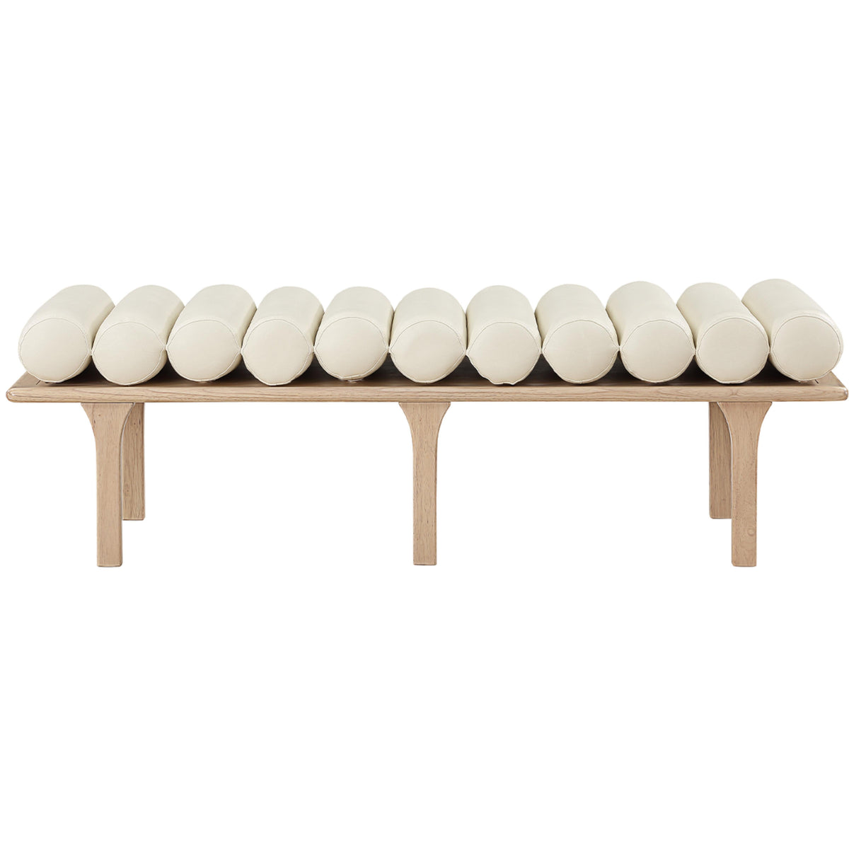Meridian Landon Cream Vegan Leather Bench