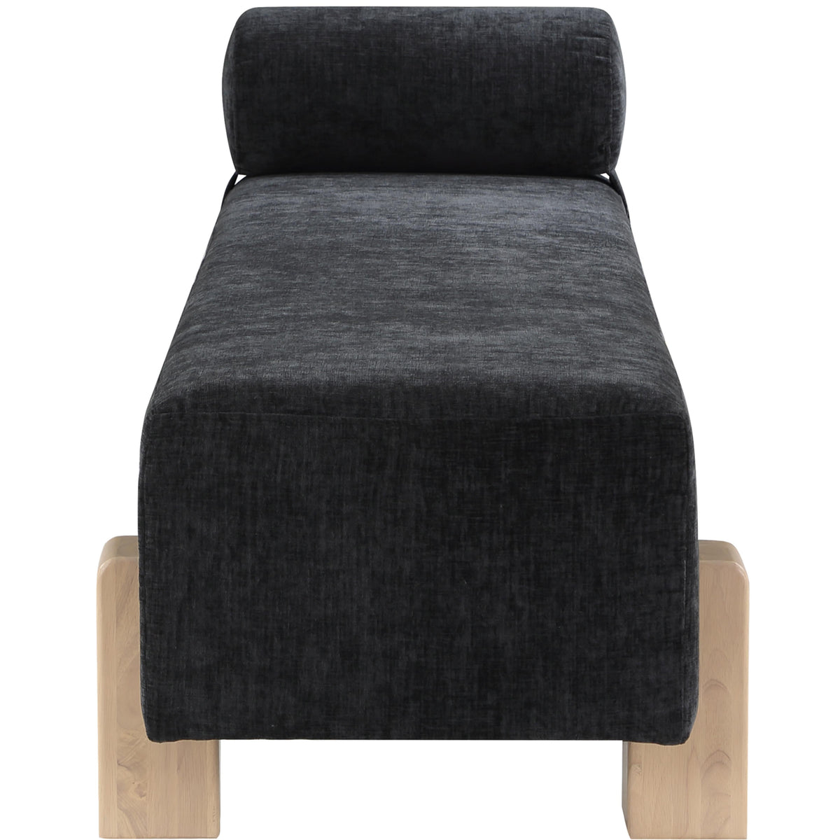 Meridian Edison Black Chenille Fabric Bench