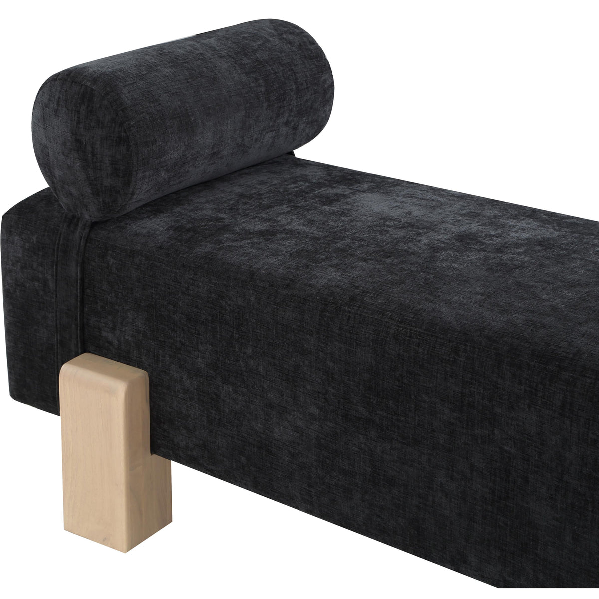 Meridian Edison Black Chenille Fabric Bench