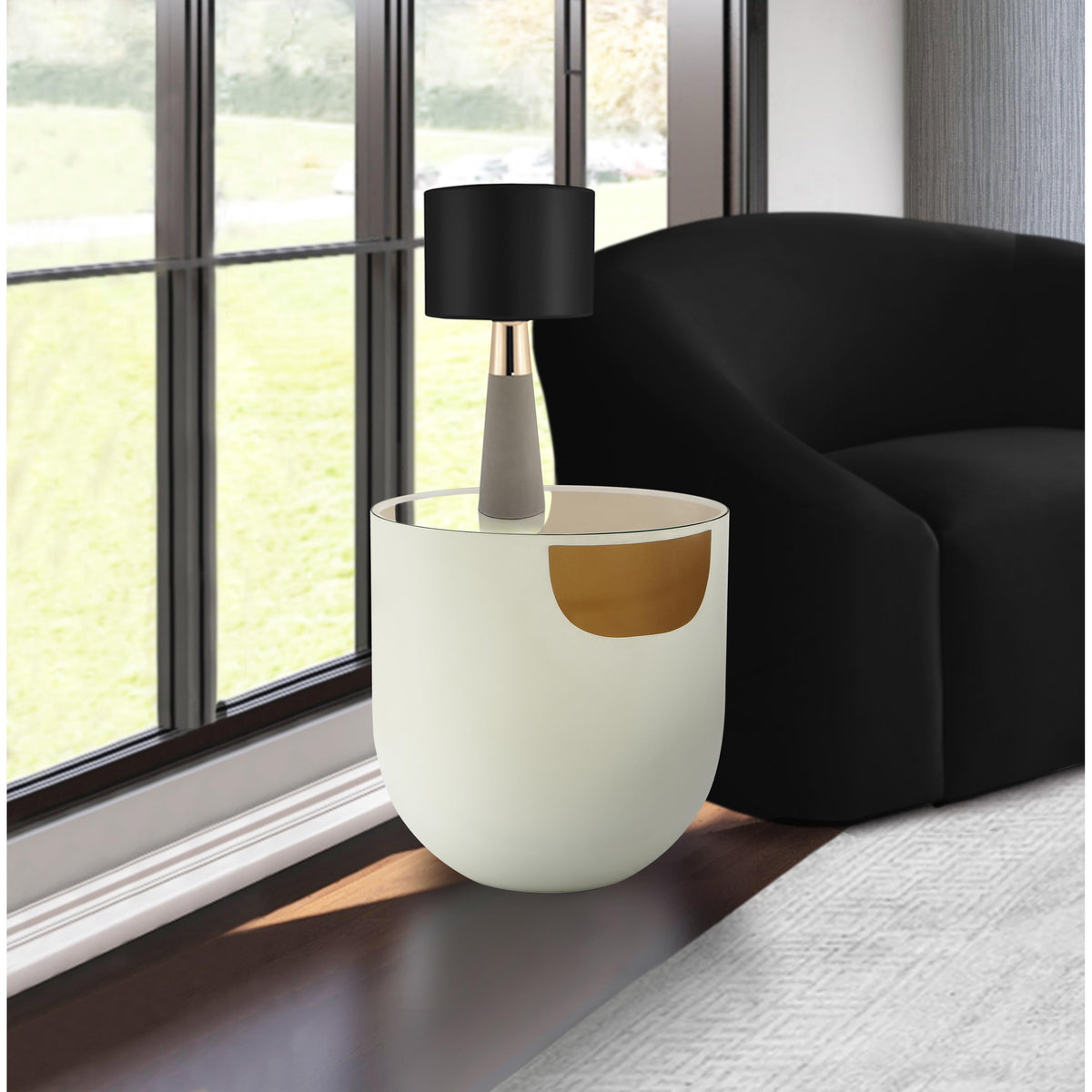 Meridian Doma Cream / Gold End Table