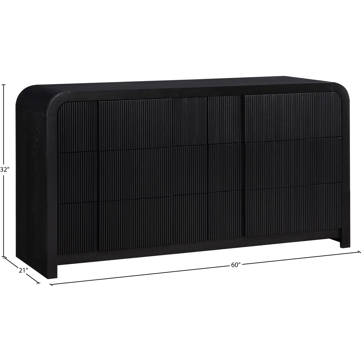 Meridian Fluted Black Dresser