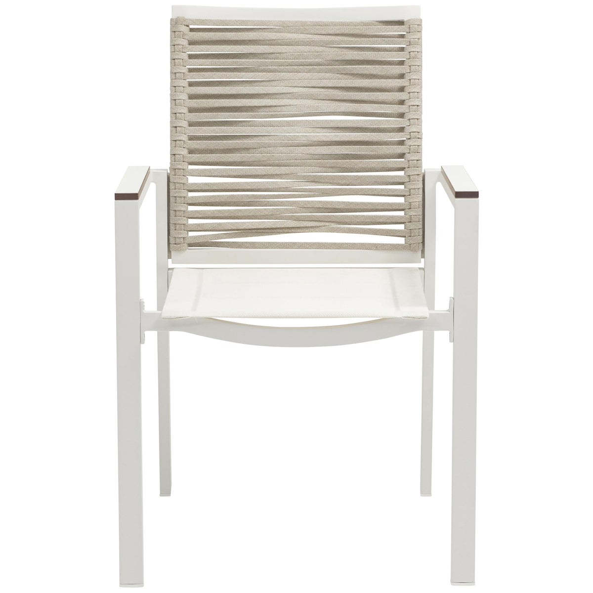 Meridian Maldives Beige Rope Fabric Outdoor Patio Dining Arm Chair