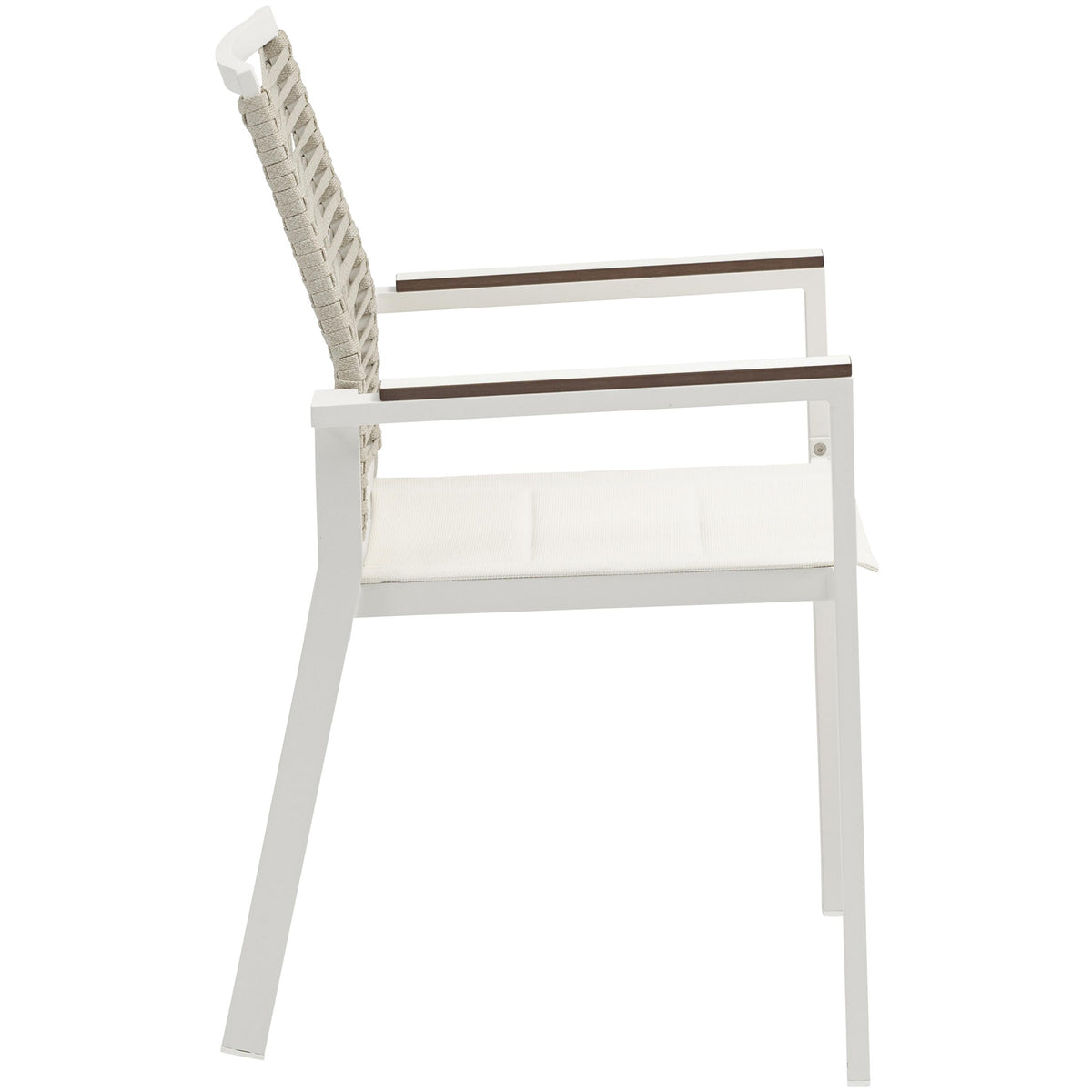 Meridian Maldives Beige Rope Fabric Outdoor Patio Dining Arm Chair