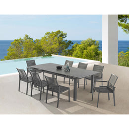 Meridian Maldives Grey Rope Fabric Outdoor Patio Dining Side Chair