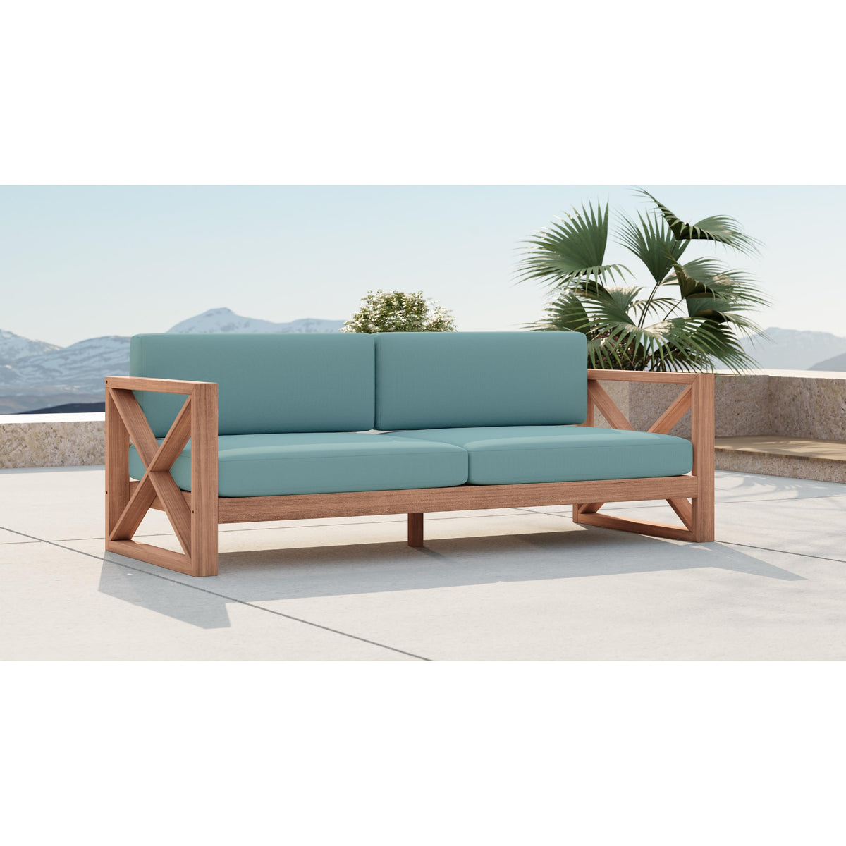 Meridian Anguilla Blue Water Resistant Fabric Outdoor Sofa