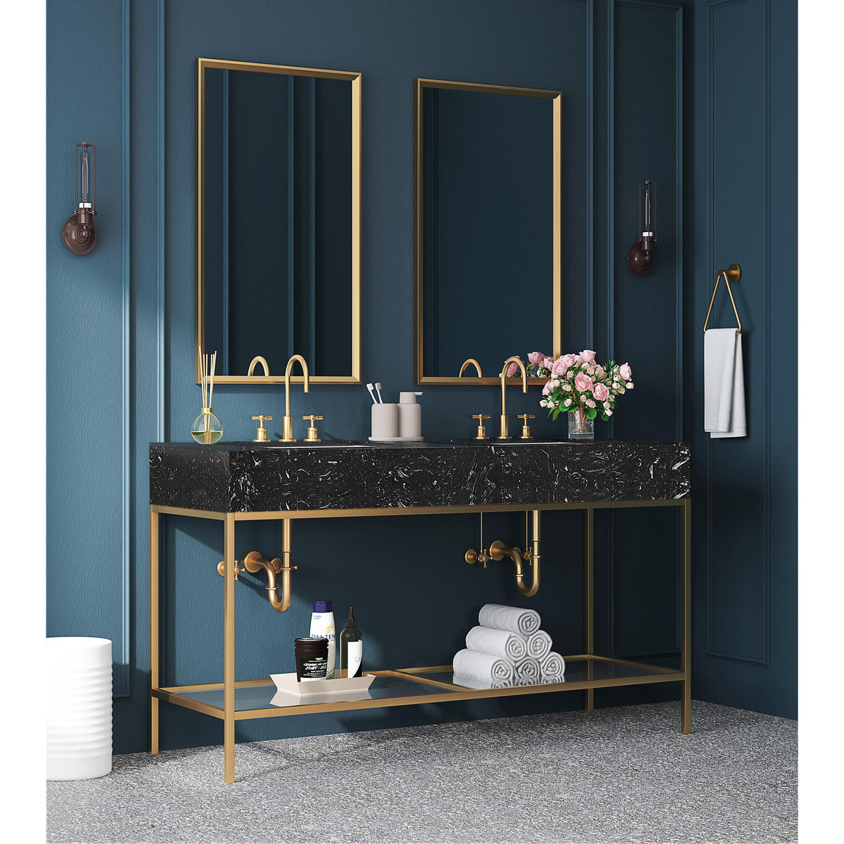 Meridian Marmo Black Engineered Marble Bathroom Vanity