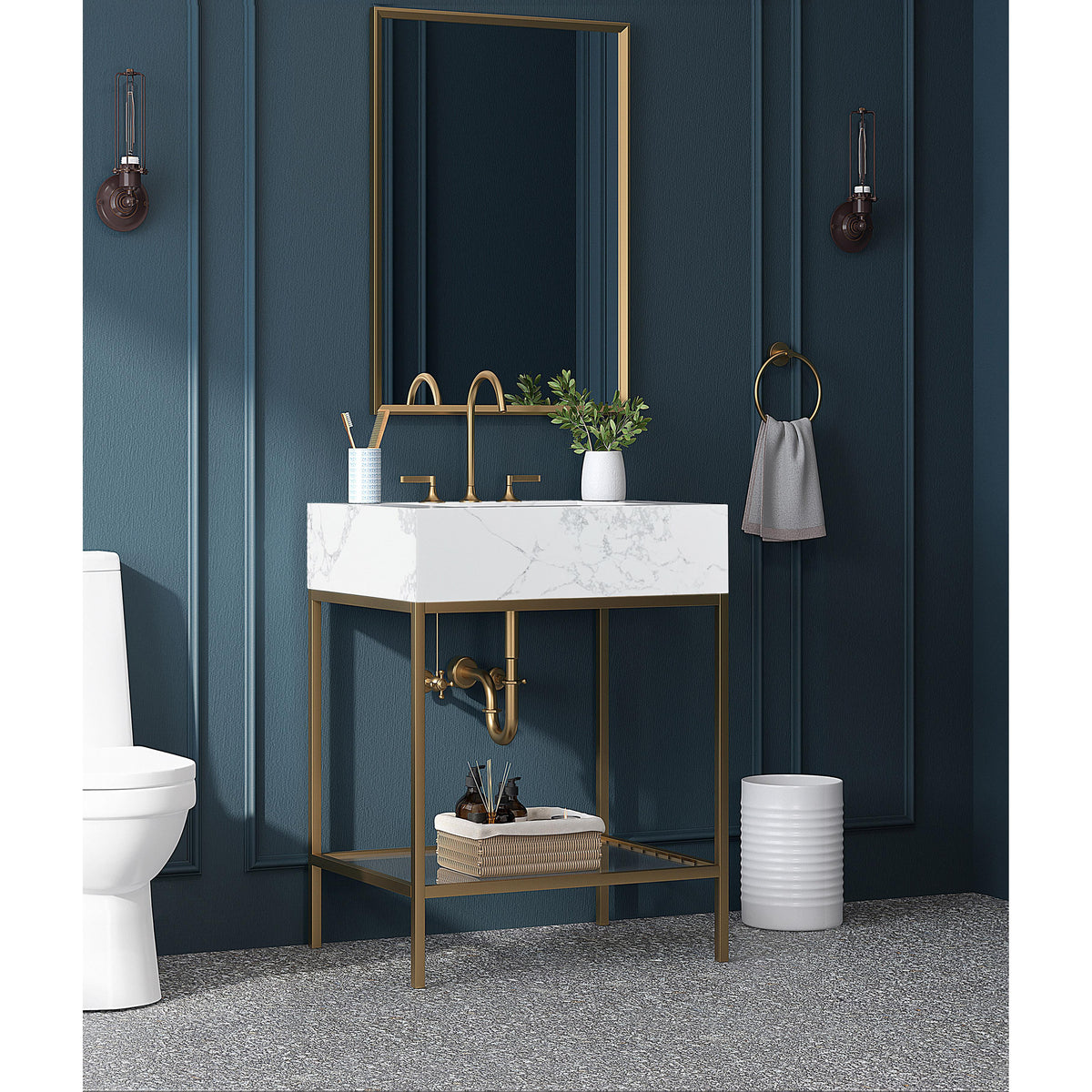 Meridian Marmo White Engineered Marble Bathroom Vanity