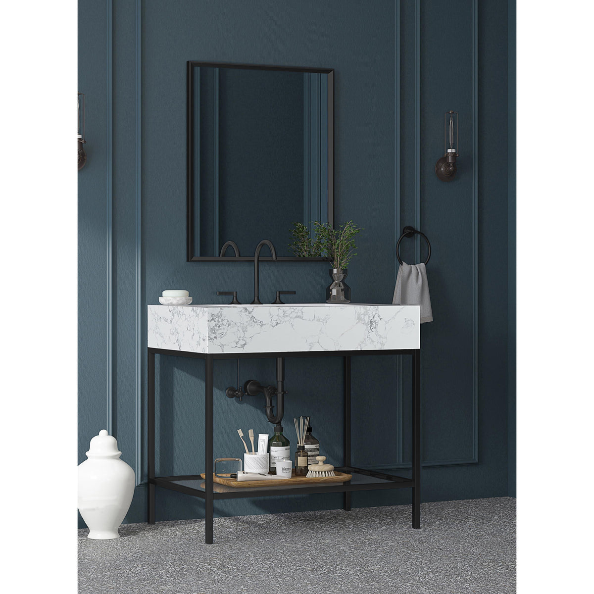 Meridian Marmo White Engineered Marble Bathroom Vanity